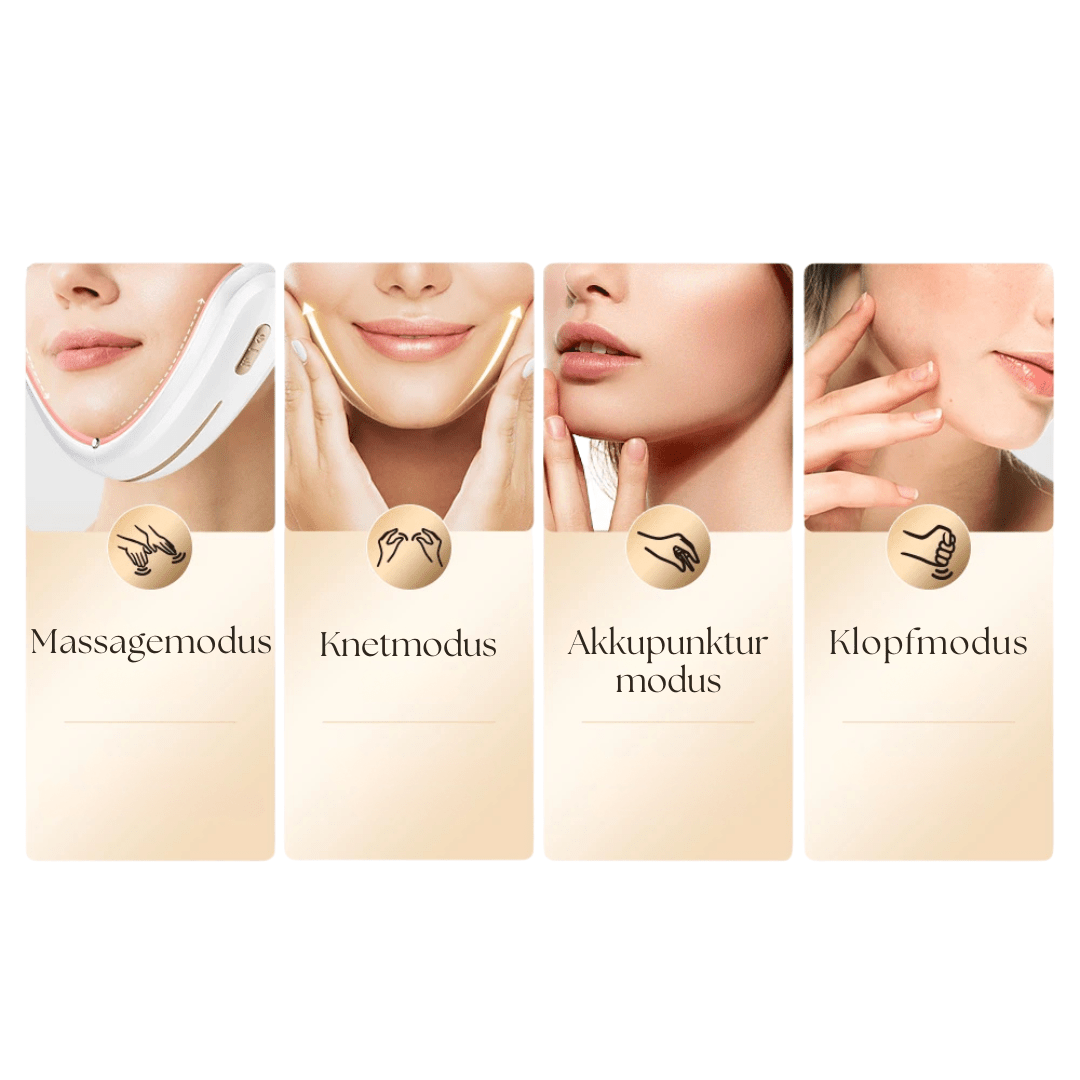 EMS Gesichtsstraffungsgerät – V - Face Beauty Tool mit Wärme, Rot - /Blaulicht & Lifting - Effekt für schlankere Gesichtskonturen - Lumavie