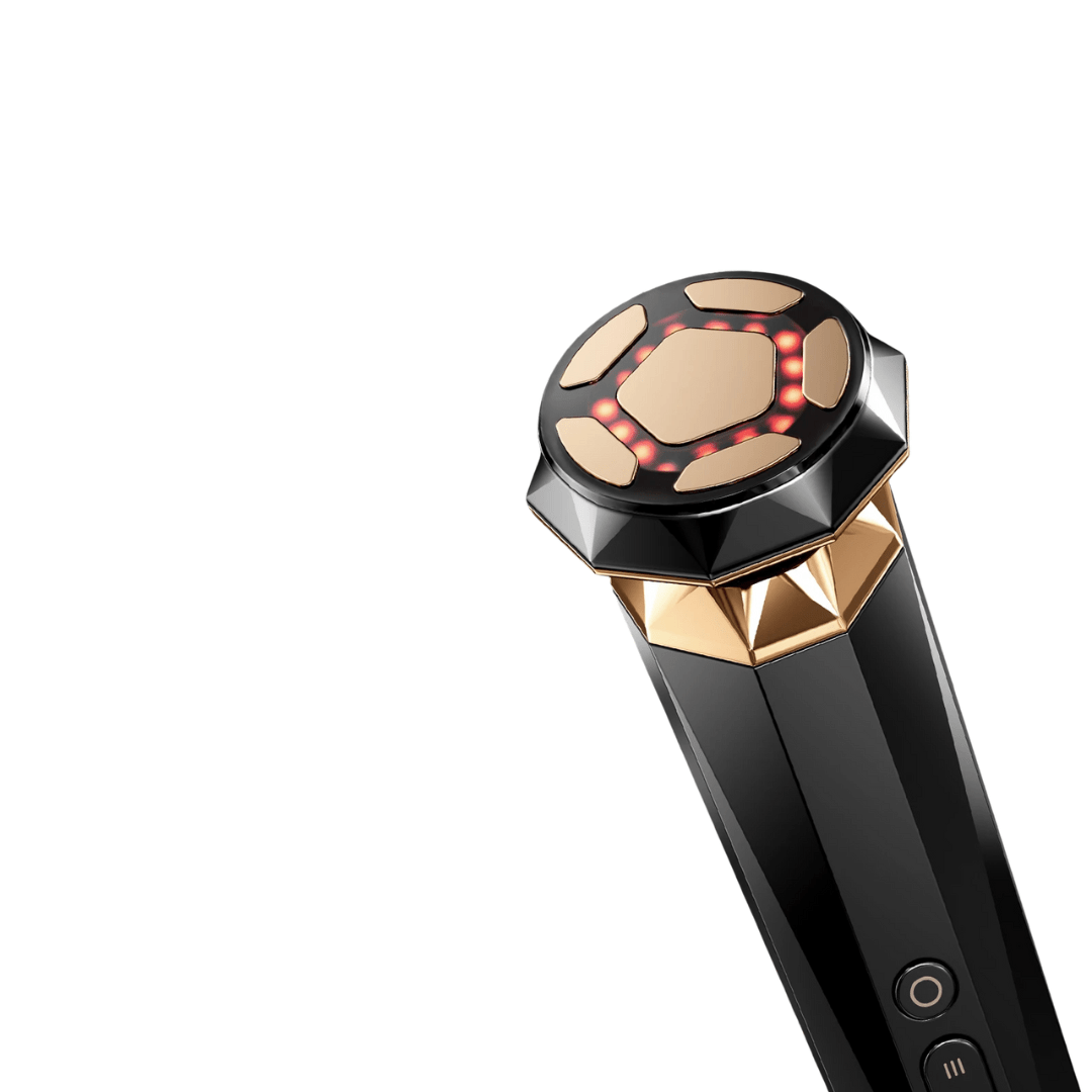 LumaSkin Gold Pro – 5 - in - 1 Premium Beautygerät, EMS & RF - Technologie – Für straffe Gesichtskonturen, glatte Haut & sichtbare Anti - Aging Ergebnisse - Lumavie