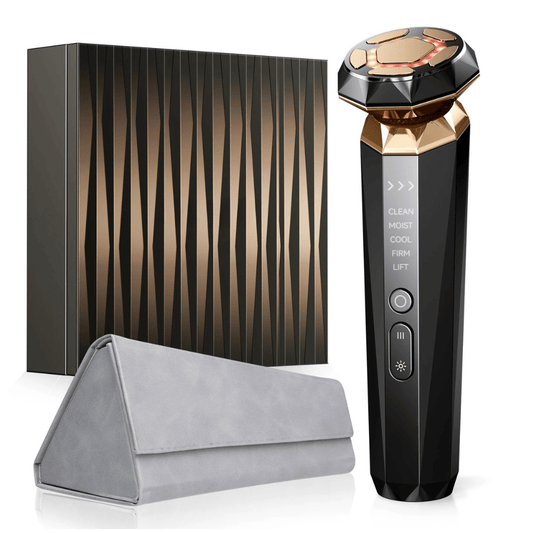LumaSkin Gold Pro – 5 - in - 1 Premium Beautygerät, EMS & RF - Technologie – Für straffe Gesichtskonturen, glatte Haut & sichtbare Anti - Aging Ergebnisse - Lumavie