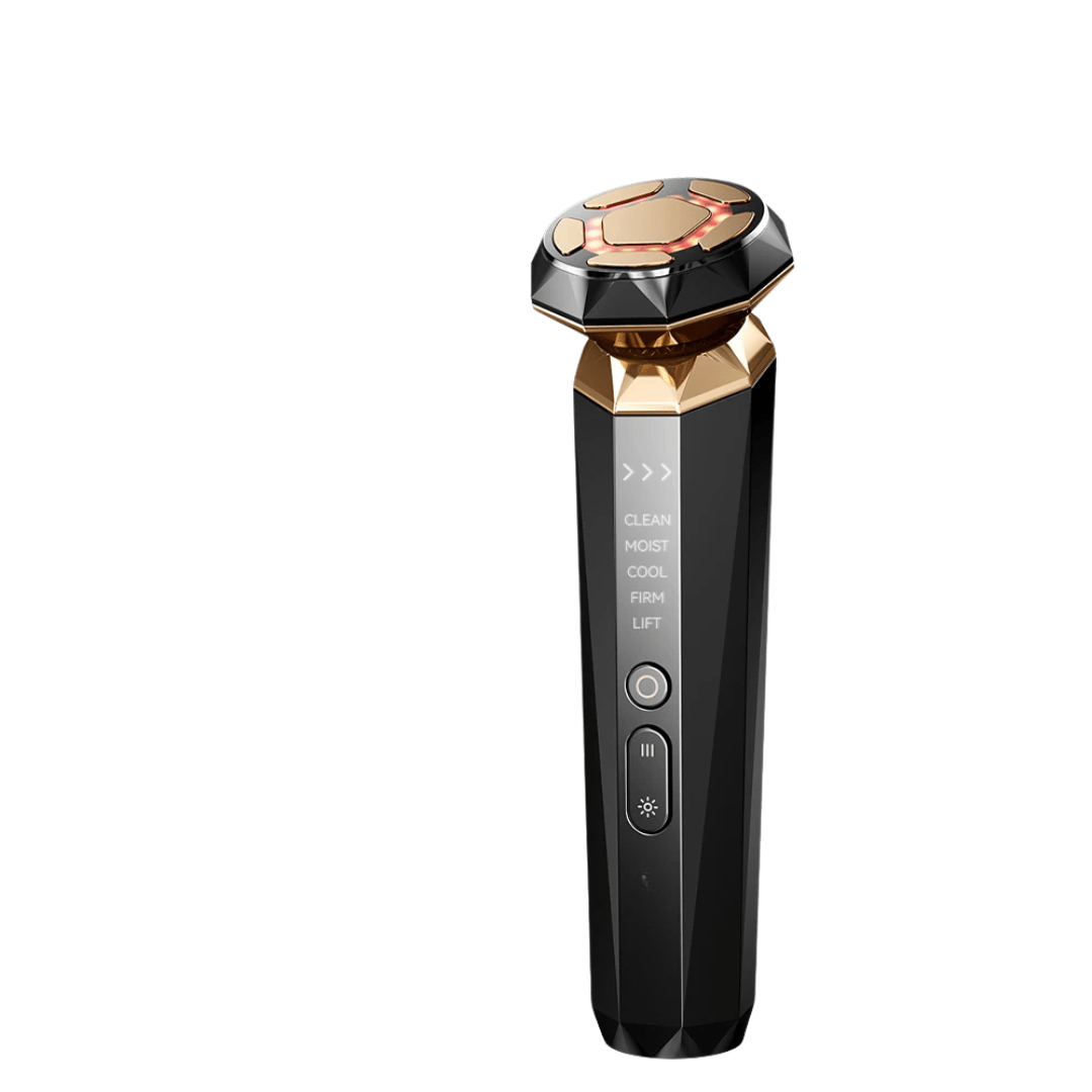 LumaSkin Gold Pro – 5 - in - 1 Premium Beautygerät, EMS & RF - Technologie – Für straffe Gesichtskonturen, glatte Haut & sichtbare Anti - Aging Ergebnisse - Lumavie