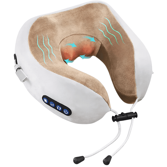Elektrisches Nackenmassagekissen U - Form – Tragbares Massagegerät mit Wärme - & Vibrationsfunktion für Nacken, Schultern & Entspannung - Lumavie
