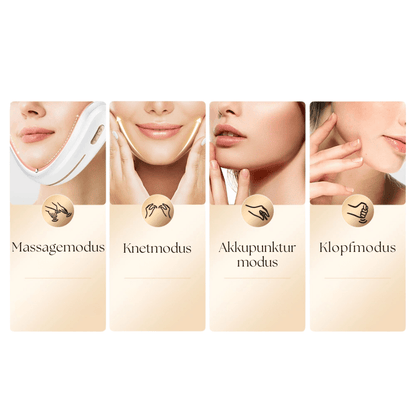 EMS Gesichtsstraffungsgerät – V - Face Beauty Tool mit Wärme, Rot - /Blaulicht & Lifting - Effekt für schlankere Gesichtskonturen - Lumavie