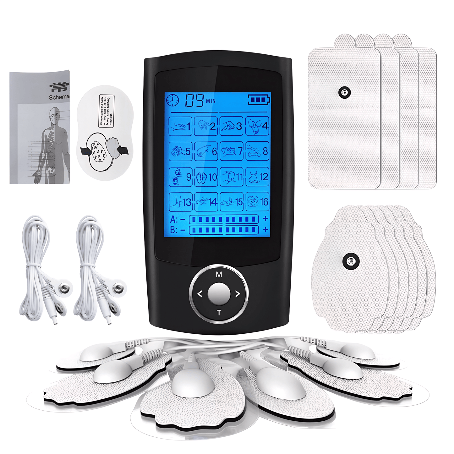 EMS TENS Therapiegerät mit Display – Elektrisches Muskelstimulationsgerät mit 16 Modi für Massage, Schmerzlinderung & Regeneration - Lumavie