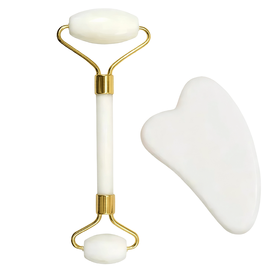 GlowStone Jade Roller & Gua Sha – Natürliches Massagetool für Gesichtsmassage, Lifting, Hautpflege & Anti - Aging - Lumavie
