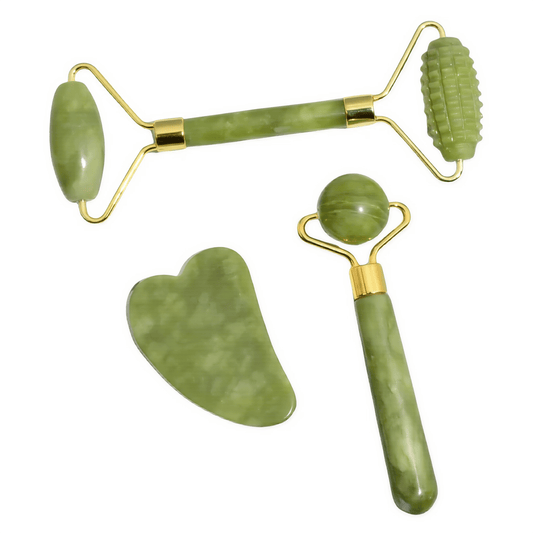 GlowStone Jade Roller & Gua Sha – Natürliches Massagetool für Gesichtsmassage, Lifting, Hautpflege & Anti - Aging - Lumavie