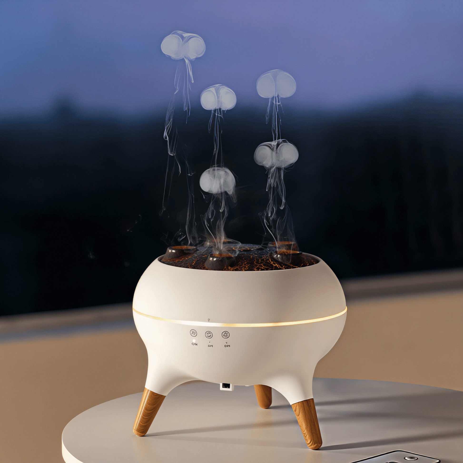 Luftbefeuchter Aroma Diffuser Qualle – 250 ml Ultraschallgerät mit LED - Farbwechsel & Fernbedienung für Raumduft & Wellness zuhause - Lumavie
