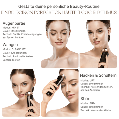 LumaSkin Gold Pro – 5 - in - 1 Premium Beautygerät, EMS & RF - Technologie – Für straffe Gesichtskonturen, glatte Haut & sichtbare Anti - Aging Ergebnisse - Lumavie