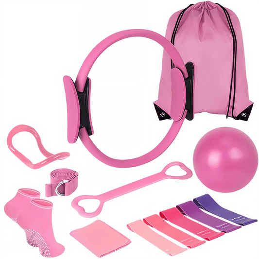 LumaYoga Pro - Pilates Set 13 Teiliges Pilates Ring Set mit Yoga Ball, Yoga Gurt und Fitnessbänder, Pilates Kit, Pilates Set für Zuhause, Pilates Kit für Yoga - Lumavie